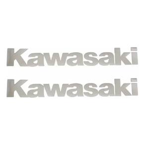 Adesivos Emblema Compatível Kawasaki Branco Cromado Cmd01