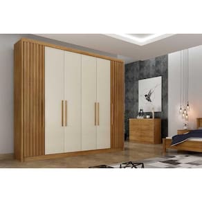 Guarda Roupa Casal 6 Portas (2 Ripadas) e 6 Gavetas Bolonha/Santoro Cumaru/Fendi 25 - Novo Horizonte