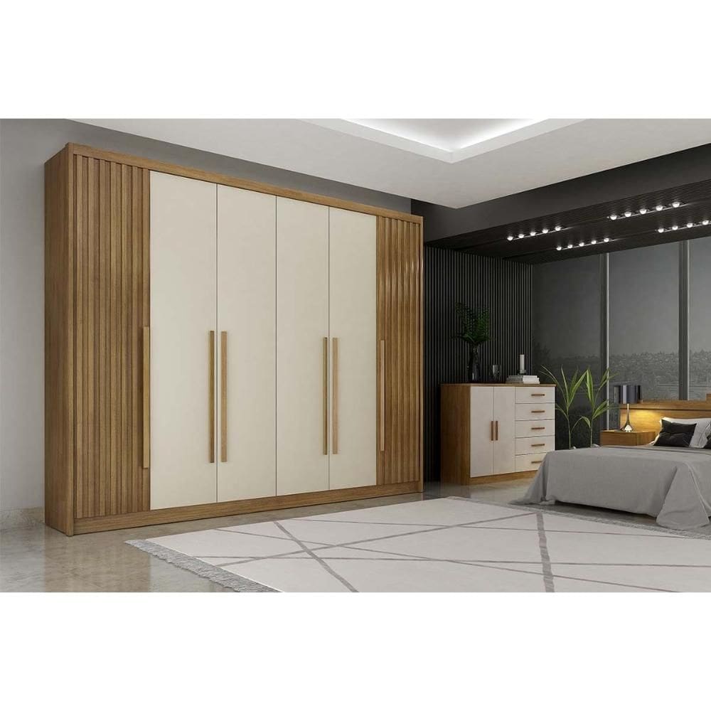 Guarda Roupa Casal 6 Portas (2 Ripadas) e 6 Gavetas Bragança/Coimbra Cumaru/Fendi 25 - Novo Horizonte