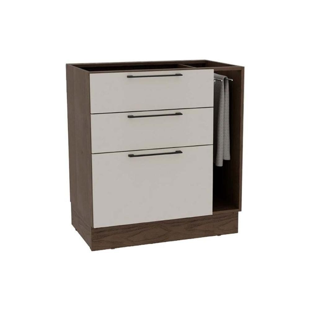 Balcão de Cozinha Amsterdam PH 3139 c/ 3 Gavetas 1 Toalheiro e Divisor de Talheres s/ Tampo 80cm Avela/Off White - Herval