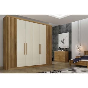 Guarda Roupa Casal 6 Portas (2 Ripadas) e 8 Gavetas Bolonha/Santoro Cumaru/Fendi 25 - Novo Horizonte