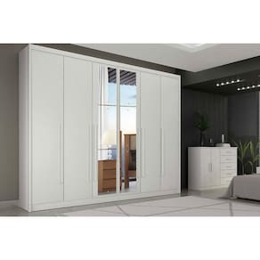 Guarda Roupa Casal 6 Portas (2 c/ espelho) e 8 Gavetas Bragança Neve - Novo Horizonte