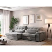 Sofá Retrátil e Reclinável com Molas ensacadas e Carregador USB Colosso 2,90m Veludocristal - NETSOFAS