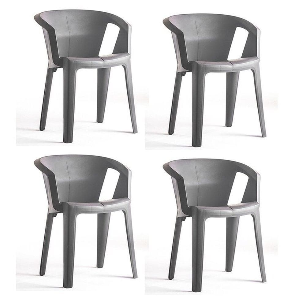 Conjunto com 4 Cadeiras Una Cinza Mushroom