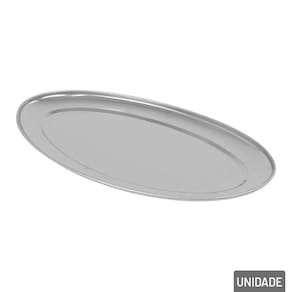 Bandeja de Inox 17,5x29cm Oval Prata - Tudo em Caixa