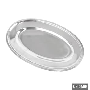 Bandeja de Inox 30x19cm Oval Prata - Tudo em Caixa