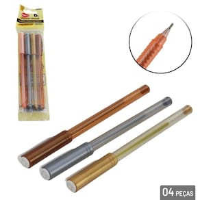 Caneta Esferográfica 4 Pçs 1.0mm Metalizada Color - Tudo em Caixa