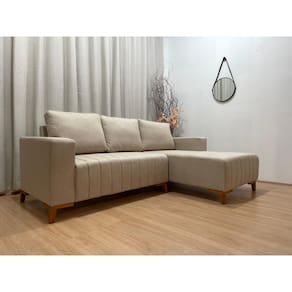 Sofá 3 Lugares 2,30 m Linho Bege A226 Chaise Lisboa