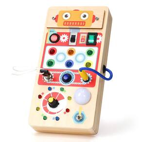Brinquedo sensorial de madeira LED Montessori Busy Board Upltowtme 3+ Y