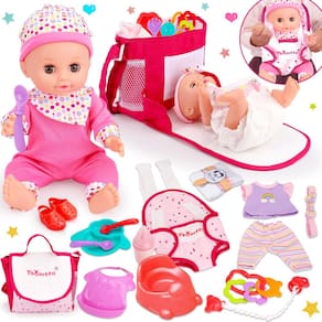 Conjunto de jogos Baby Doll Tsomtto com bolsa tiracolo de 30 cm