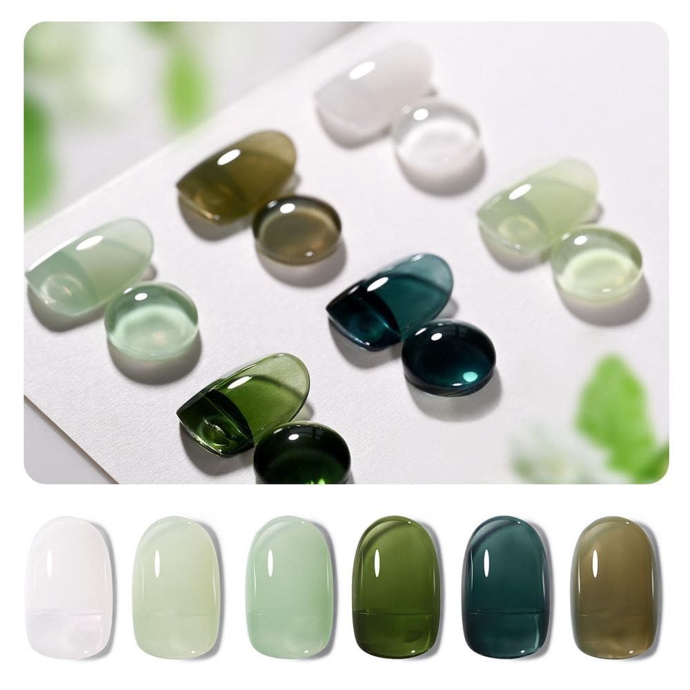 Conjunto de esmaltes GAOY Jelly Green Gel 6 cores 6,5 mL UV Light