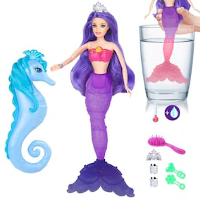 Boneca sereia BETTINA Magical Color Changing com cavalo marinho de 12"