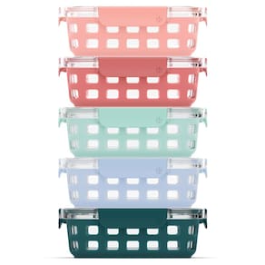 Recipiente de vidro para armazenamento de alimentos Ello Duraglass 800mL, pacote com 5