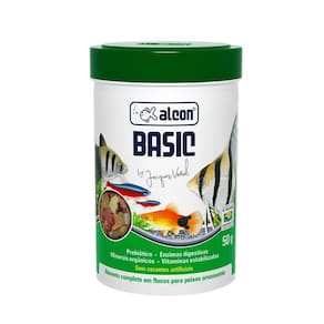 Ração Flocos para peixe de Aquario: Alimento para peixes Alcon Basic 50g
