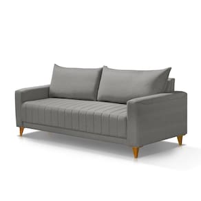 Sofá Fixo Para Sala 2 Lugares Alaska 192 cm Cinza Escuro RedeNobre