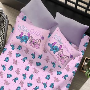Jogo de Cama Solteiro 2 Pçs Stitch Disney 70% Algodão 30% Poliéster