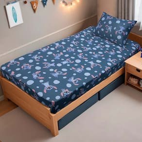 Jogo de Cama Solteiro 2 Pçs Stitch Disney Kids 70% Algodão 30% Poliéster