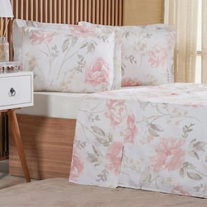 Jogo de Cama Queen 4 Pçs 200 Fios 100% Algodão 160x200x35cm