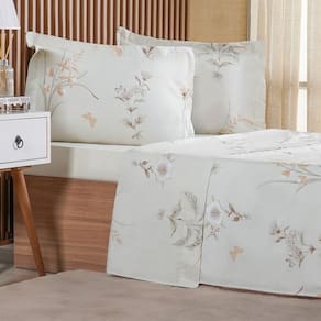 Jogo de Cama Queen 4 Pçs 200 Fios 100% Algodão 160x200x35cm