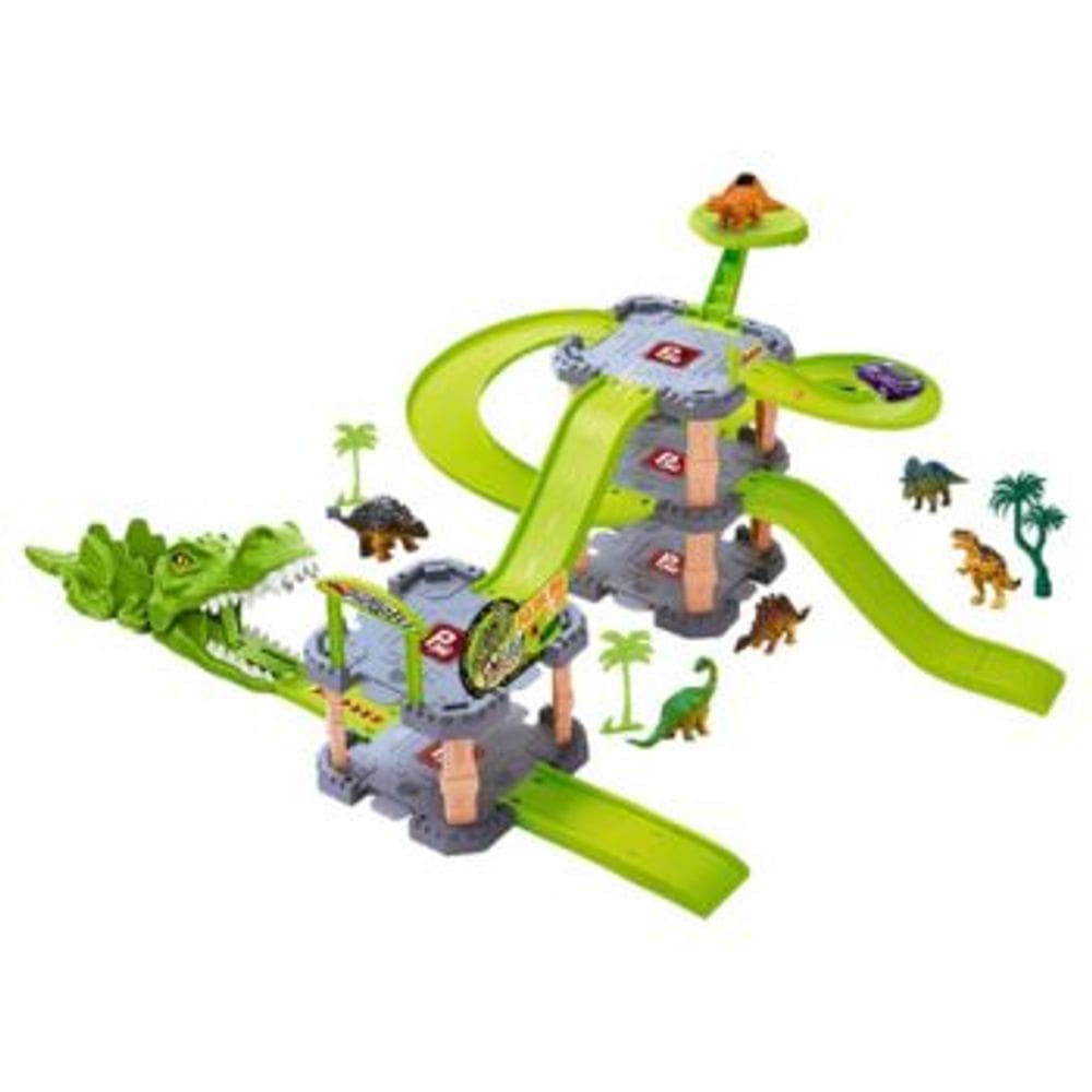 Dino Lancador com Garagem DM Toys Pista com Carrinho e Acessorios Brinquedo Recreativo