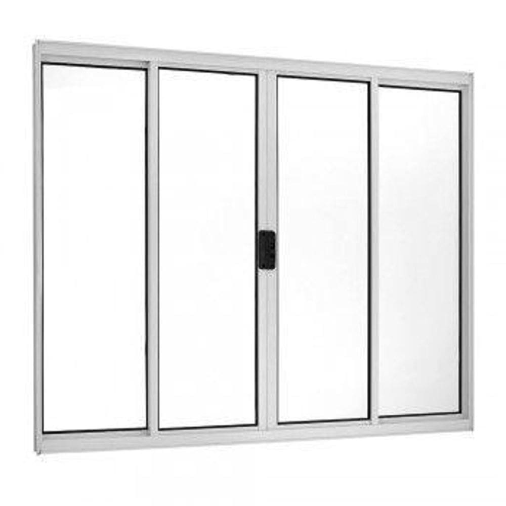 Janela de Correr Alumínio Branco 4 Folhas Central 100x100x5cm Ecosul