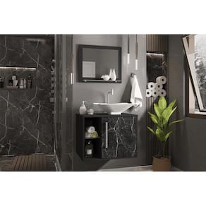 Conj Gabinete e Espelheira Bremen p/ Banheiro Preto Fosco/Nero