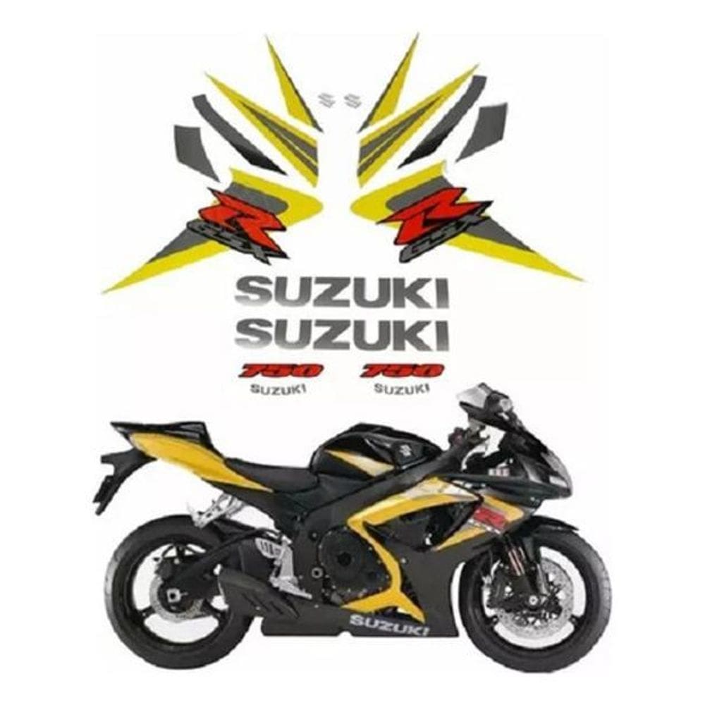 Kit Adesivos Decorativo Suzuki Gsxr 750 2006 Amarela E Preta