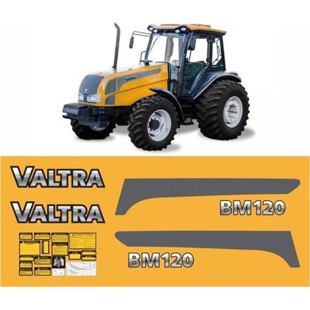 Kit Adesivos Faixa Compatível Trator Valtra Bm120+ Etiquetas