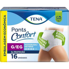 Roupa Íntima Tena Pants Confort Tamanho G/EG 16 Unidades Embalagem Econômica