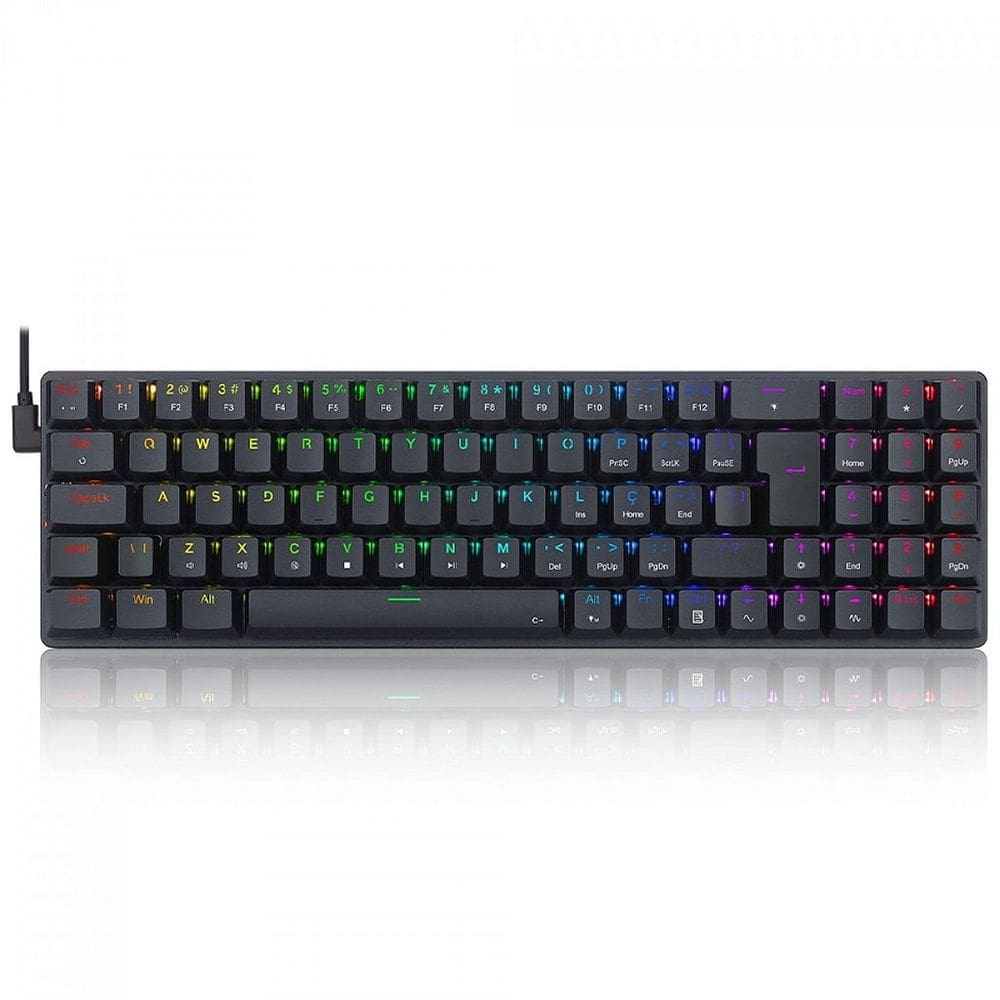 Teclado Mecânico Gamer Redragon Ashe, RGB, Switch Blue, ABNT2, Black