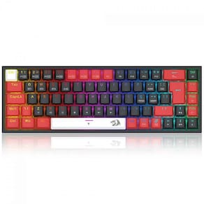 Teclado Mecânico Gamer Redragon Castor Pro, RGB, Wireless, Bluetooth, Switch Brown, ABNT2, Preto, Vermelho e Branco