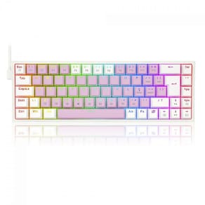 Teclado Mecânico Gamer Redragon Castor, RGB, Switch Brown, ABNT2, Pink/White