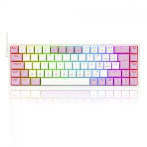 Teclado Mecânico Gamer Redragon Castor, RGB, Switch Brown, ABNT2, White/Pink