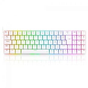 Teclado Mecânico Gamer Redragon Ashe Lunar White, RGB, Low-Profile, Switch Red, ABNT2, Branco