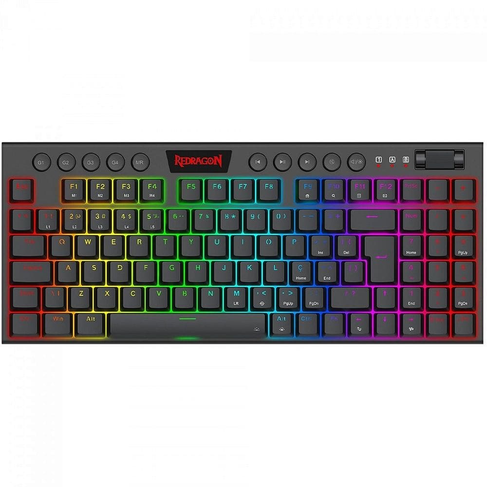 Teclado Mecânico Gamer Redragon Yi, Low-Profile, RGB, Switch Brown, 96%, ABNT2, Preto