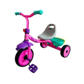 Triciclo Infantil Rosa Com Pedal 03 Rodas Assento Tipo Banco