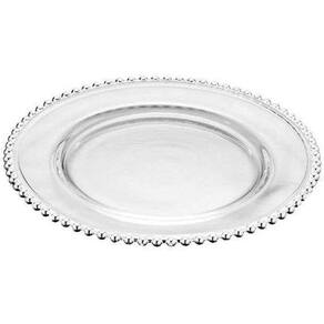 Prato Raso Cristal Borda Decorada Pearl 28cm Wolff Transparente