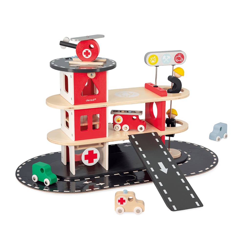 Posto De Bombeiros Infantil De Madeira Com Acessórios - Janod