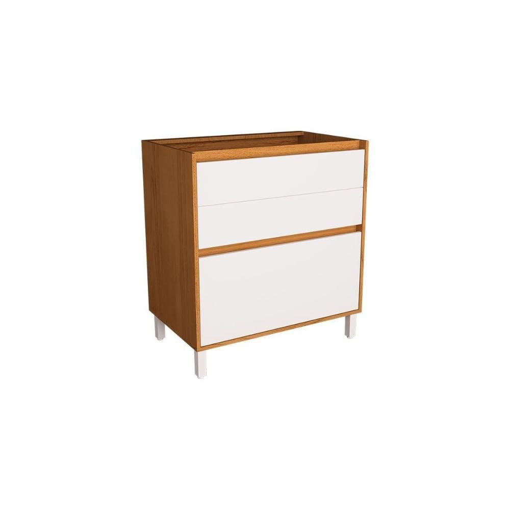 Balcão de Cozinha Denver PH 3108 c/ 3 Gavetas s/ Tampo 80cm Freijo Rocks/Branco - Herval