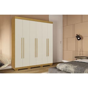 Guarda Roupa Solteiro 6 Portas e 3 Gavetas Paolla Nature/Off White - ACP