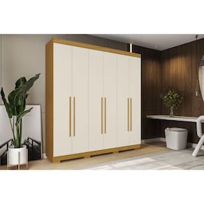 Guarda Roupa Casal 6 Portas e 3 Gavetas Ágata Cinamomo/Off White - ACP