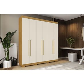 Guarda Roupa Casal 6 Portas e 3 Gavetas Ágata Nature/Off White - ACP