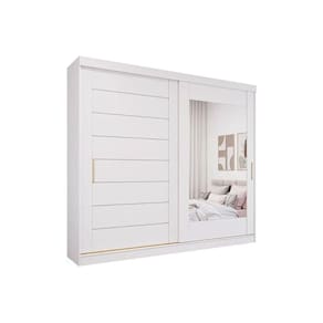 Guarda Roupa Casal 2 Portas de Correr (1 c/ Espelho) e 8 Gavetas Florença Branco - Panan