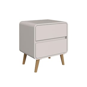 Mesa de Cabeceira 2 Gavetas Linha Curve Bege Dunas – Completa Móveis