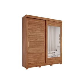 Guarda Roupa Casal 2 Portas de Correr (1 c/ Espelho) e 3 Gavetas c/ Pés Flora Cinamomo - Panan