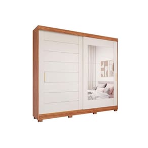 Guarda Roupa Casal 2 Portas de Correr (1 c/ Espelho) e 8 Gavetas c/ Pés Florença Cinamomo/Off White - Panan