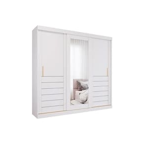 Guarda Roupa Casal 3 Portas de Correr (1 c/ Espelho) e 6 Gavetas Cecilia Branco - Panan