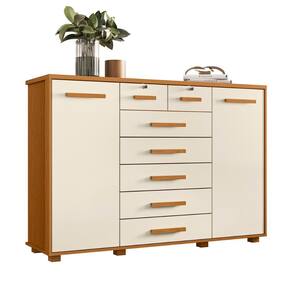 Cômoda Quarto Fontana com 7 Gavetas e 2 Portas Nature/Titanium