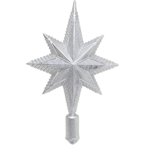 Estrela Ponteira Natalina árvore Natal Glitter Prata De 30cm
