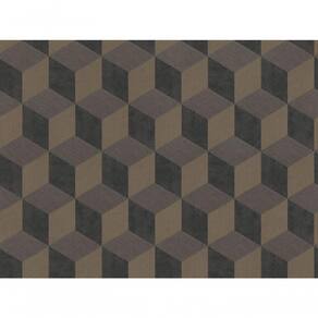 Papel De Parede Inspire Geométrico 3d Preto E Marrom 220359